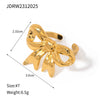 Stainless Steel 18K Gold Plated IG Style Sweet Bow Knot Open Rings