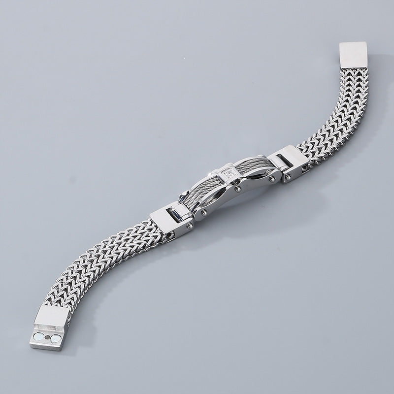 Stainless Steel Simple Style Geometric Inlay Zircon Bracelets