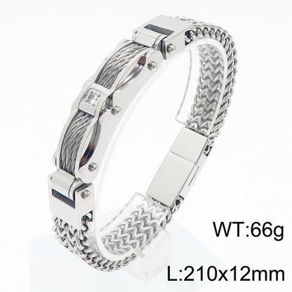 Stainless Steel Simple Style Geometric Inlay Zircon Bracelets