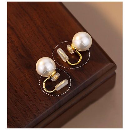 1 Pair Elegant Glam Cute Round Handmade Inlay Copper Pearl K Gold Plated Ear Cuffs