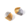 1 Pair Retro Stripe Plating Stainless Steel 18k Gold Plated Earrings