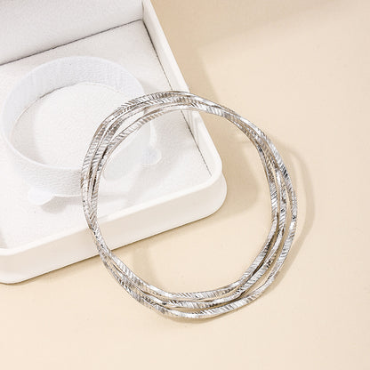 Nordic Style Simple Style Round Fine Lines Alloy Wholesale Bangle