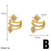 1 Pair Elegant Simple Style Leaf Star Copper Zircon 18K Gold Plated Ear Cuffs