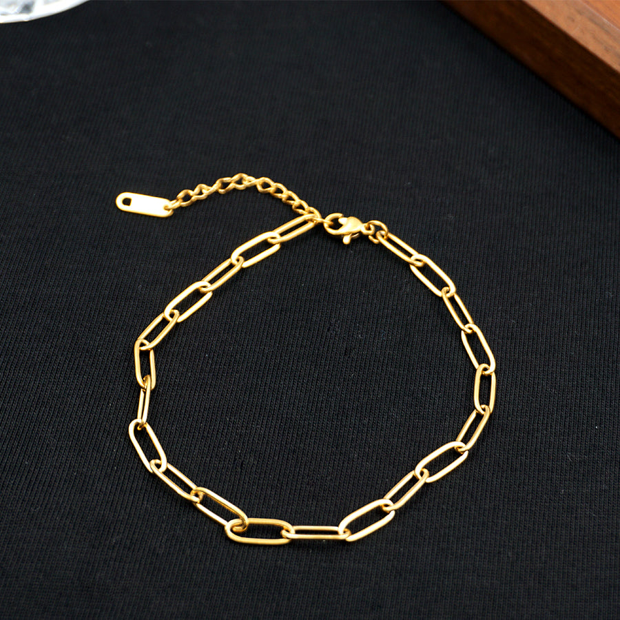 Vacation Simple Style Geometric 304 Stainless Steel Titanium Steel Plating Gold Plated Women's Anklet