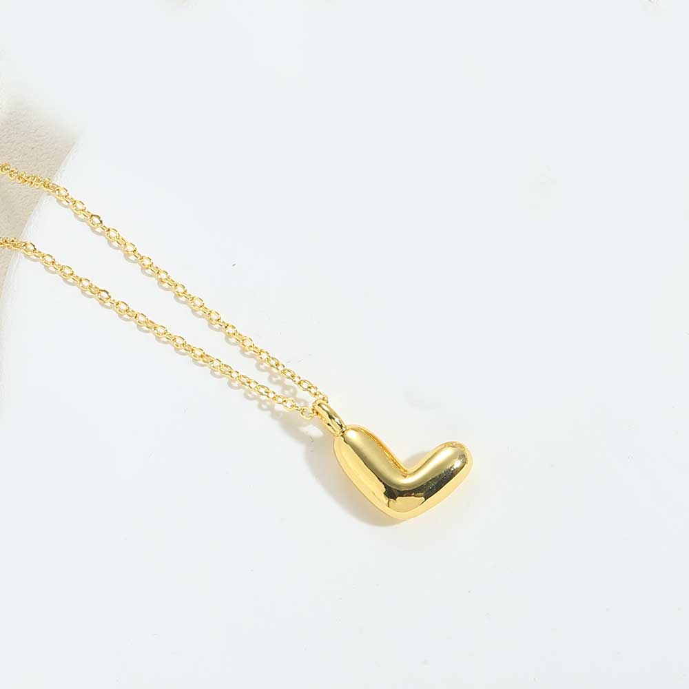 Copper 14K Gold Plated Simple Style Letter Pendant Necklace