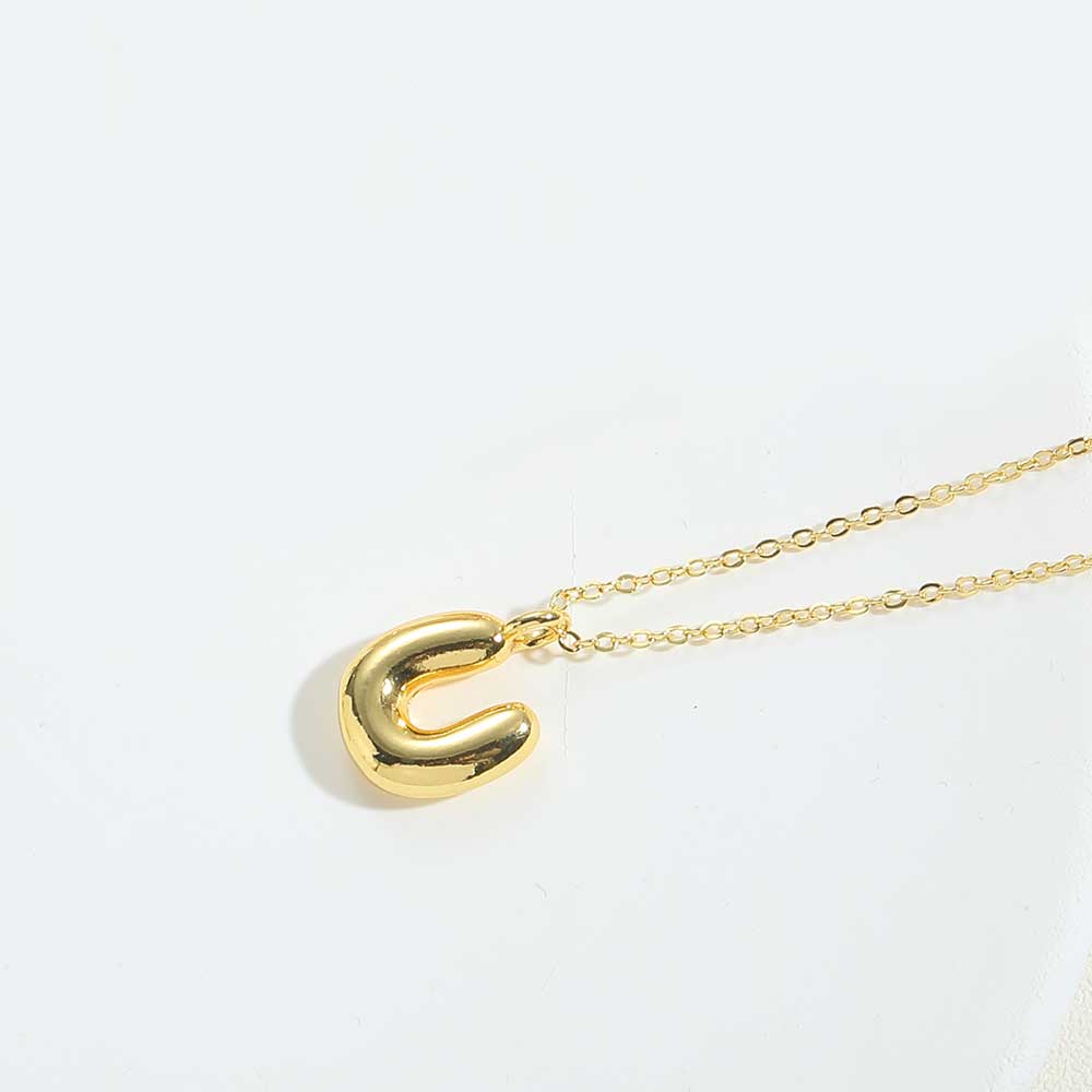 Copper 14K Gold Plated Simple Style Letter Pendant Necklace