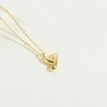 Copper 14K Gold Plated Simple Style Letter Pendant Necklace