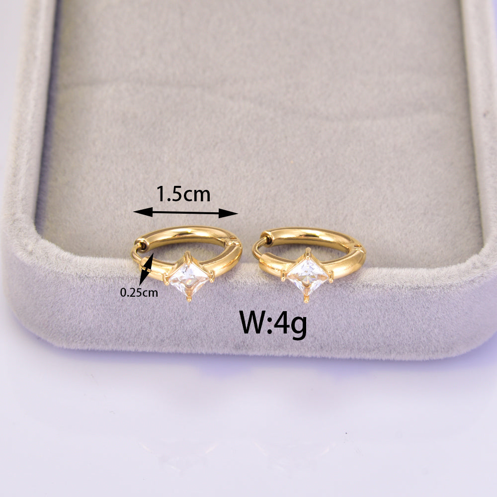 1 Pair Simple Style Geometric Solid Color Titanium Steel 18K Gold Plated Hoop Earrings