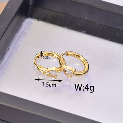 1 Pair Simple Style Geometric Solid Color Titanium Steel 18K Gold Plated Hoop Earrings