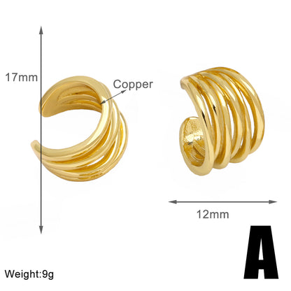 1 Pair Simple Style Heart Shape Solid Color Twist Plating Copper 18K Gold Plated Ear Cuffs