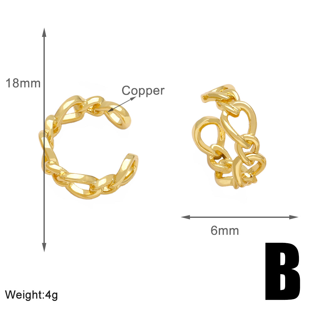 1 Pair Simple Style Heart Shape Solid Color Twist Plating Copper 18K Gold Plated Ear Cuffs