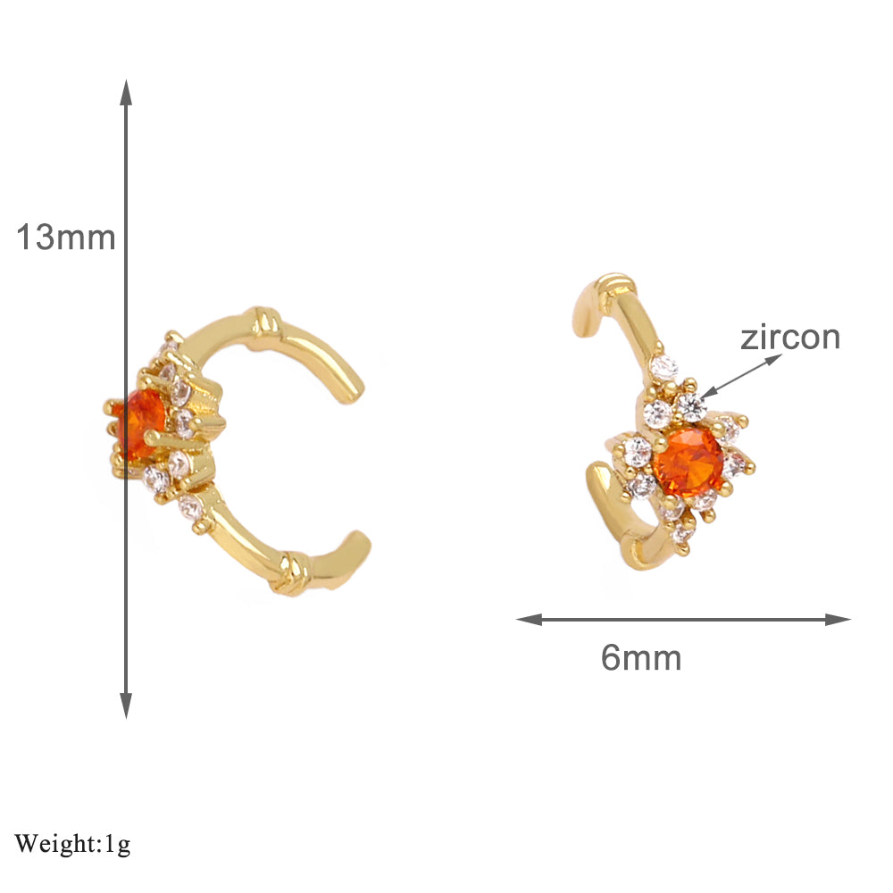 1 Pair Simple Style Flower Inlay Copper Zircon 18K Gold Plated Ear Cuffs