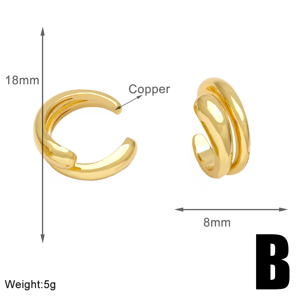 1 Pair Simple Style Solid Color Knot Copper 18K Gold Plated Ear Cuffs