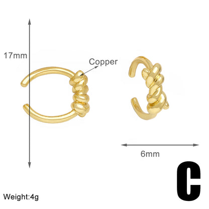 1 Pair Simple Style Solid Color Knot Copper 18K Gold Plated Ear Cuffs