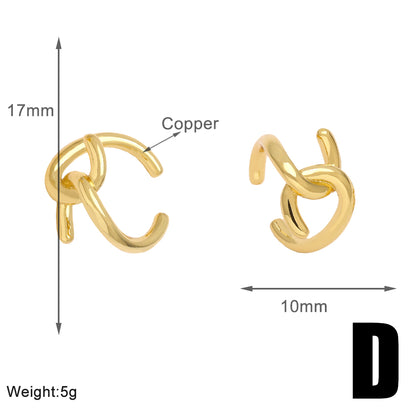 1 Pair Simple Style Solid Color Knot Copper 18K Gold Plated Ear Cuffs