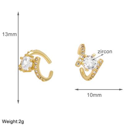 1 Pair Simple Style Flower Inlay Copper Zircon 18K Gold Plated Ear Cuffs