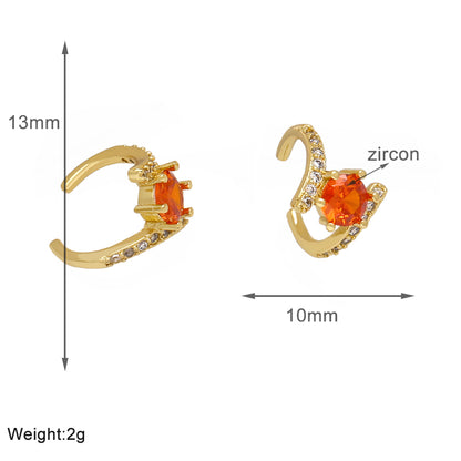 1 Pair Simple Style Flower Inlay Copper Zircon 18K Gold Plated Ear Cuffs