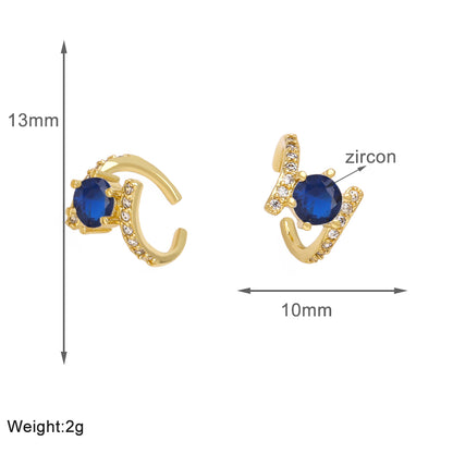 1 Pair Simple Style Flower Inlay Copper Zircon 18K Gold Plated Ear Cuffs