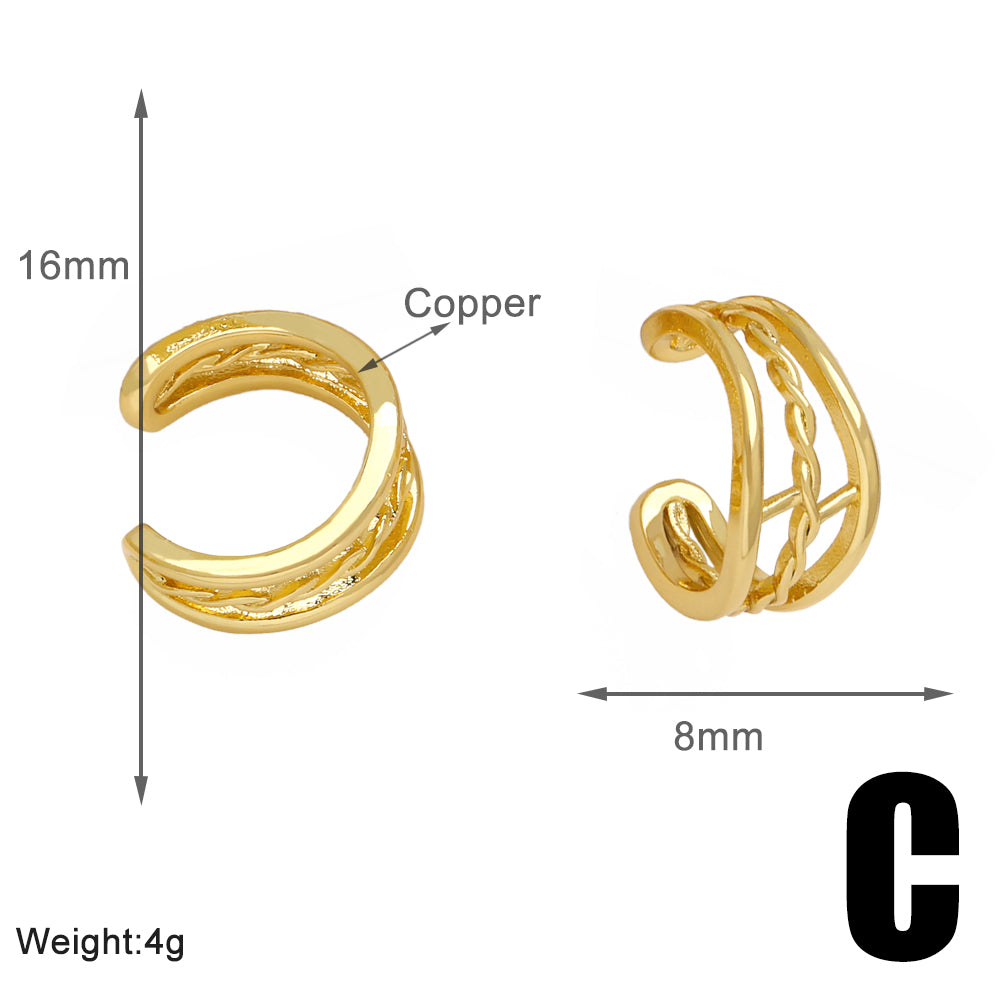 1 Pair Simple Style Geometric Letter Heart Shape Plating Copper 18K Gold Plated Ear Cuffs