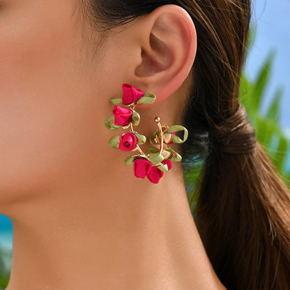 1 Pair Elegant Sweet Flower Alloy Ear Studs