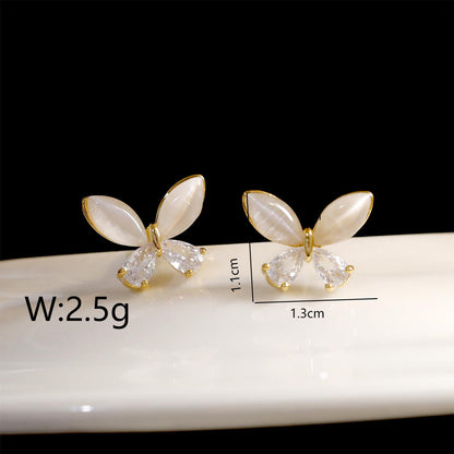 1 Pair Elegant Simple Style Butterfly Copper 18K Gold Plated Ear Studs