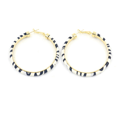 1 Pair Casual Simple Style Color Block Pu Leather Alloy Iron Hoop Earrings