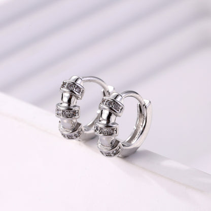 1 Pair Elegant Simple Style Round Copper Zircon Silver Plated Hoop Earrings