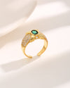 Wholesale Elegant Glam Geometric Copper 18K Gold Plated Zircon Open Rings