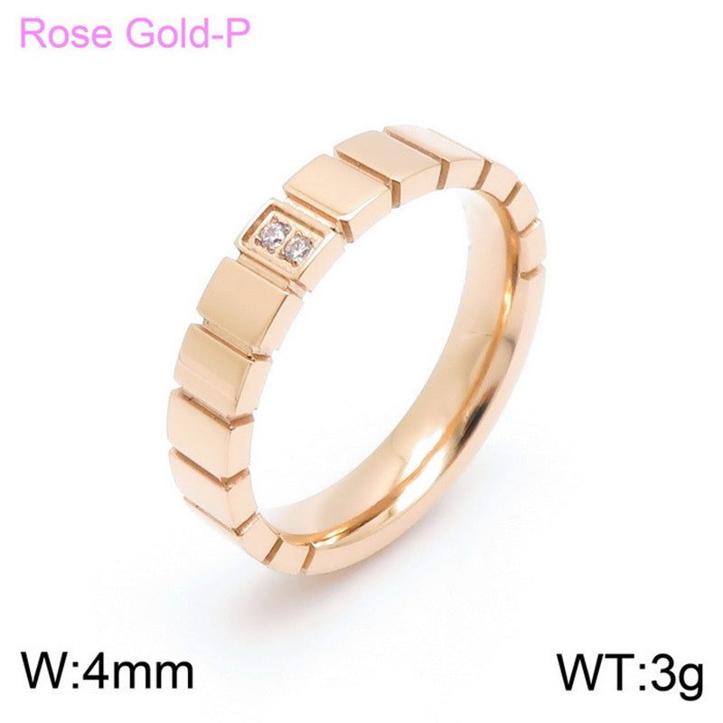 Stainless Steel Simple Style Solid Color Inlay Zircon Rings