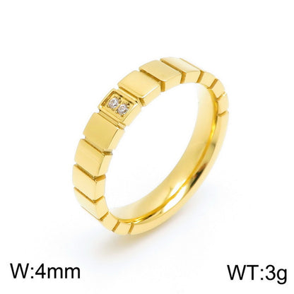 Stainless Steel Simple Style Solid Color Inlay Zircon Rings