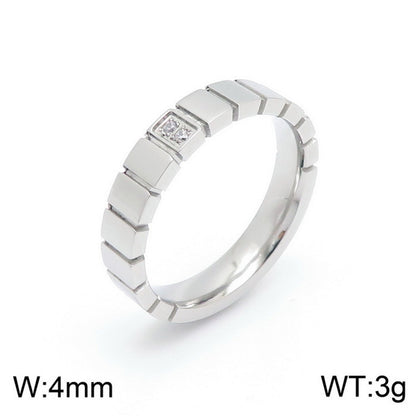 Stainless Steel Simple Style Solid Color Inlay Zircon Rings