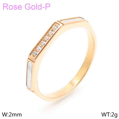 Stainless Steel Simple Style Solid Color Inlay Zircon Rings