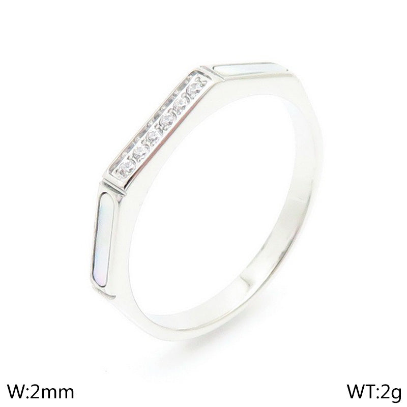 Stainless Steel Simple Style Solid Color Inlay Zircon Rings