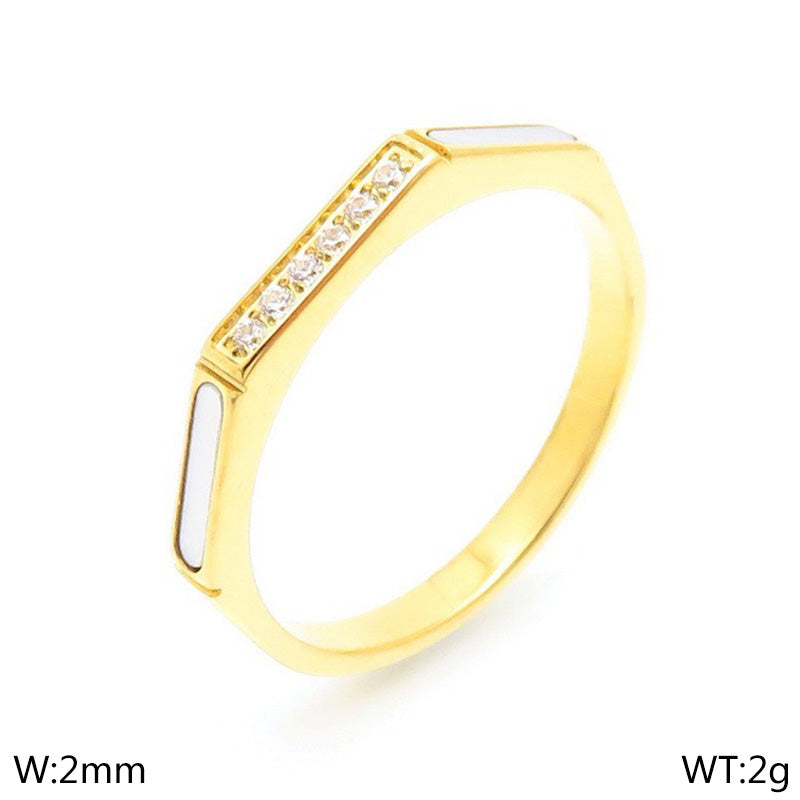 Stainless Steel Simple Style Solid Color Inlay Zircon Rings