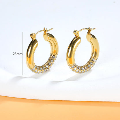 1 Pair Simple Style Solid Color Inlay Copper Zircon 18K Gold Plated Earrings