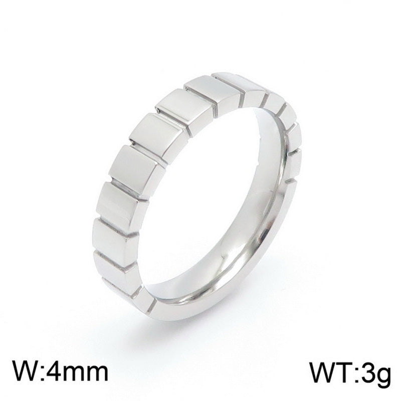 Stainless Steel Simple Style Solid Color Inlay Zircon Rings