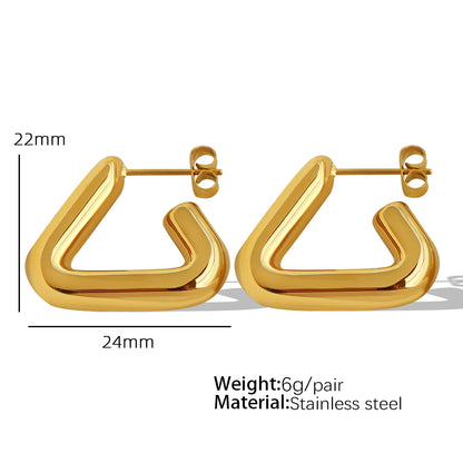 1 Pair Elegant Vintage Style Triangle Croissant Rhombus Pleated Titanium Steel 18K Gold Plated Ear Studs