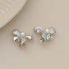 1 Pair Casual Business British Style Bow Knot Inlay Copper Pearl Zircon 18K Gold Plated Ear Cuffs