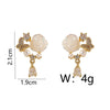 1 Pair Vacation Sweet Flower Butterfly Inlay Copper Pearl Zircon 18K Gold Plated Drop Earrings