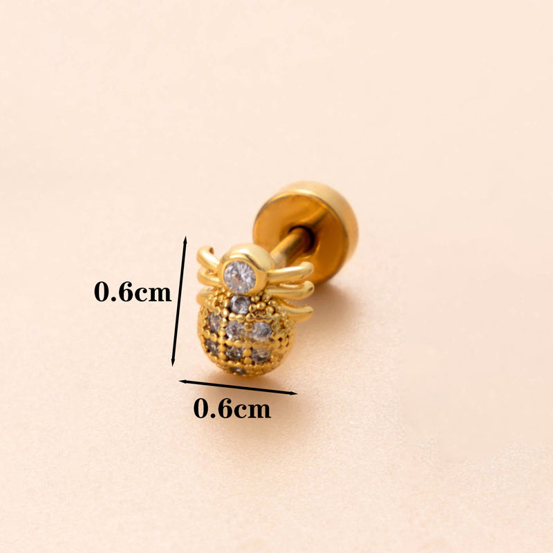 1 Piece Ear Cartilage Rings & Studs Classic Style Cross Snake Stainless Steel Copper Plating Inlay Zircon 18K Gold Plated Ear Cartilage Rings & Studs