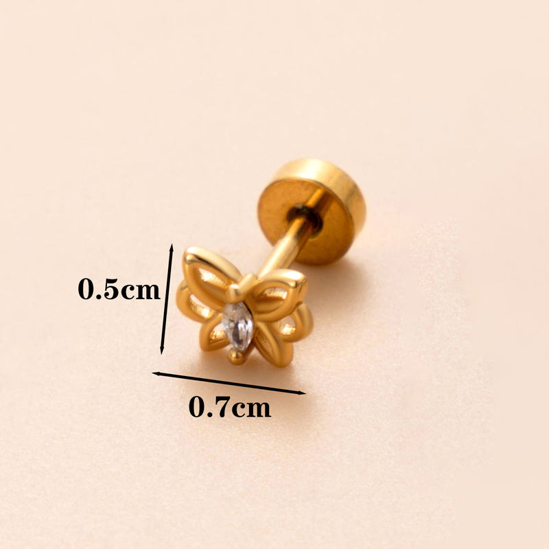 1 Piece Ear Cartilage Rings & Studs Classic Style Cross Snake Stainless Steel Copper Plating Inlay Zircon 18K Gold Plated Ear Cartilage Rings & Studs