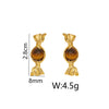 1 Pair Funny Bohemian Sweet Candy Inlay Copper Natural Stone 18K Gold Plated Ear Studs