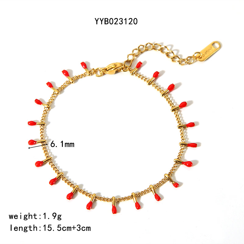 Stainless Steel 18K Gold Plated Sweet Simple Style Geometric Enamel Bracelets