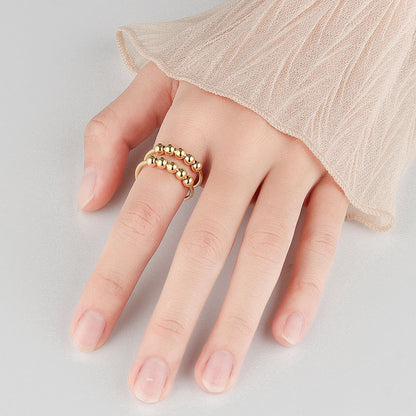 Wholesale IG Style Simple Style Geometric Copper Beaded Plating Open Rings Anxiety Ring