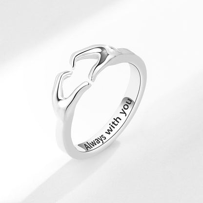 Wholesale Simple Style Letter Gesture Heart Shape Copper Plating Open Rings