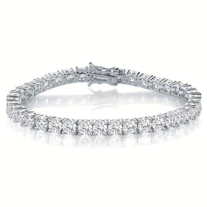 Sterling Silver 18K Gold Plated Elegant Glam Solid Color Zircon Tennis Bracelet