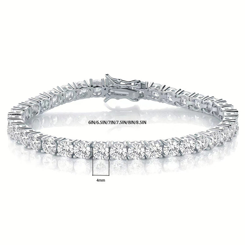 Sterling Silver 18K Gold Plated Elegant Glam Solid Color Zircon Tennis Bracelet