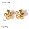 1 Pair IG Style Flower Inlay Stainless Steel Rhinestones 18K Gold Plated Ear Studs