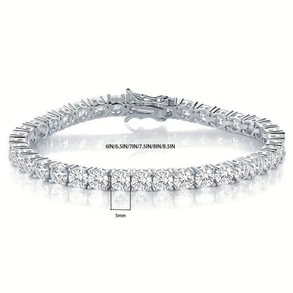 Sterling Silver 18K Gold Plated Elegant Glam Solid Color Zircon Tennis Bracelet