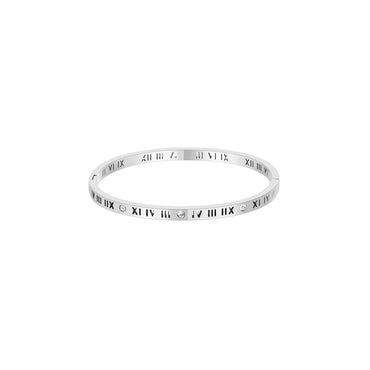 Stainless Steel Simple Style Roman Numeral Plating Inlay Zircon Bangle